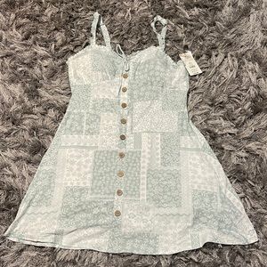 Soft Green and White Floral Print Dress